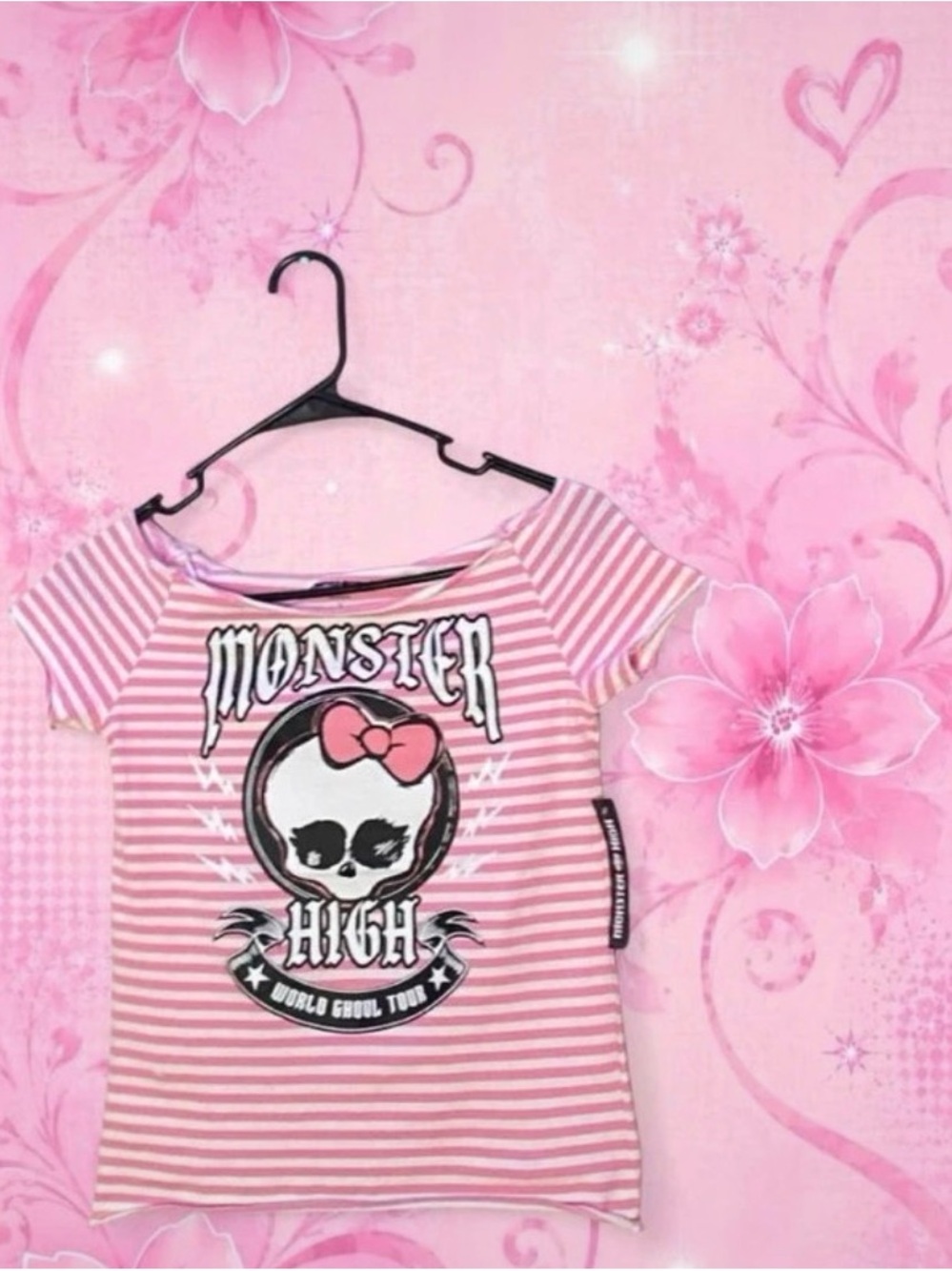 monster high Pink & White Striped Skull Tee - Picture 2 of 5